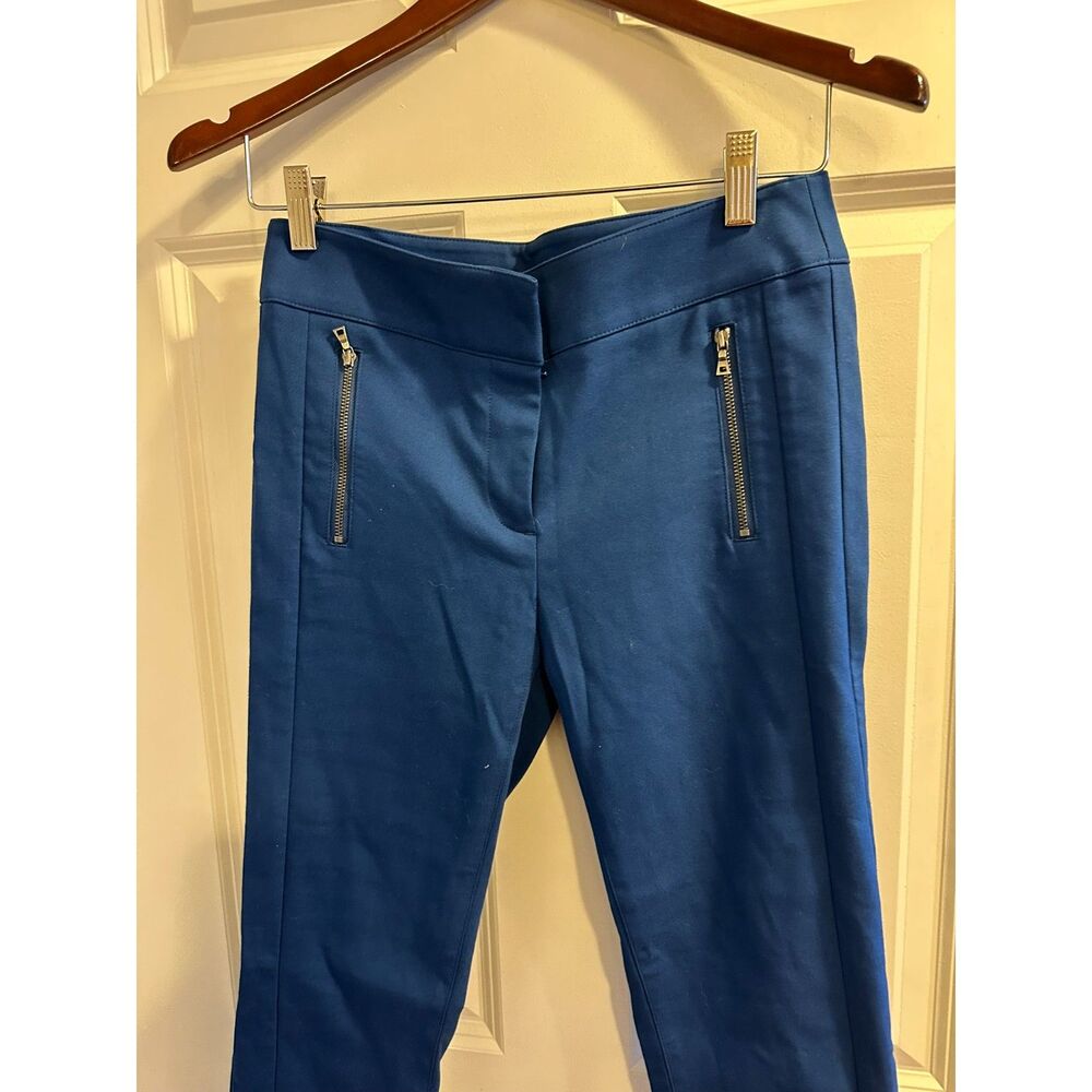 Women Loft Teal Blue Zip Detail Pants Slim Fit Size 2